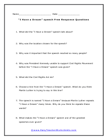 Dream Free Response Worksheet