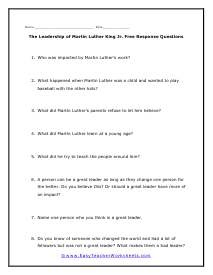 Leadership Free Response Worksheet