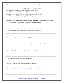 Long Sentences Worksheet