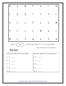 T Letter Search Worksheet