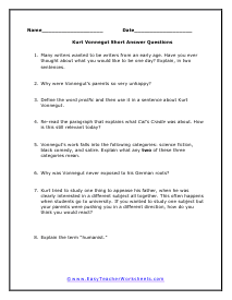 Vonnegut Answers to Worksheets