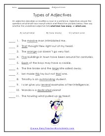 Different Types Worksheet
