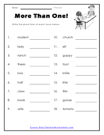 More Than One Worksheet