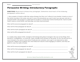Introductory Worksheets