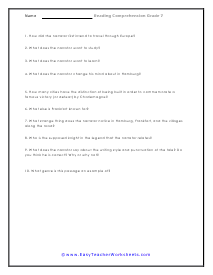 Tramp Abroad Question Worksheet