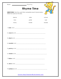 Rhyme Time Worksheet