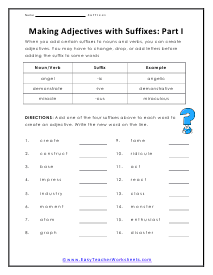 Making Adjectives Worksheet