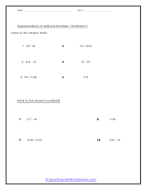 Approximations Worksheet 1