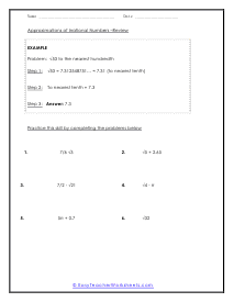 Approximating Irrational Numbers Review Sheet