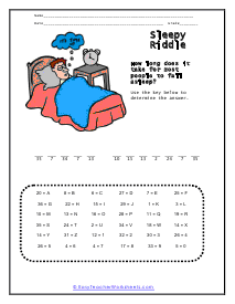 Sleepy Riddle Worksheet