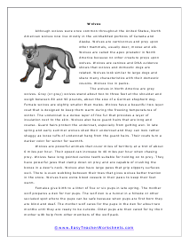 Wolves Worksheet