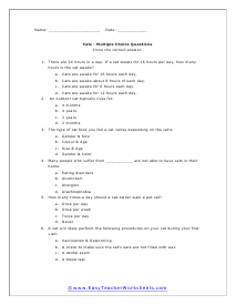 Cats Multiple Choice Worksheet