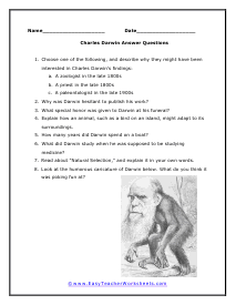 Darwin Short Answer Worksheet