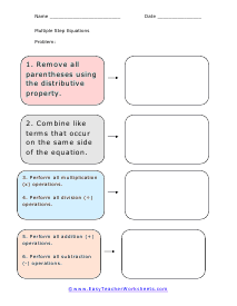 Multiple Step Equation Organizer