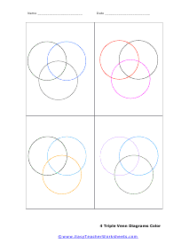 4 Full Color Triple Venn Worksheet