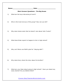 House Short Answer Worksheet