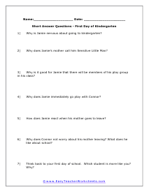 Short Answer Worksheet