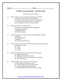 Bus Rider Worksheet