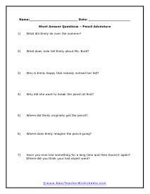 Pencil Question Worksheet