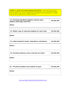 Supplies Checklist