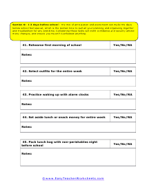 Before School Checklist