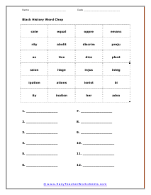 Word Chop Worksheet