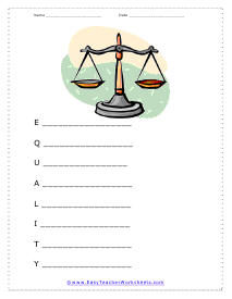 Equality Acrostic Poem Worksheet