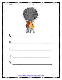 Unity Acrostic Worksheet