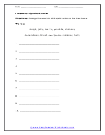 Alphabetic Order Worksheet