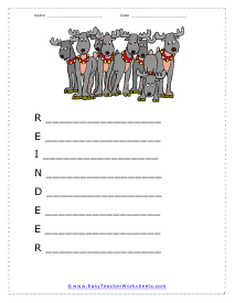 Reindeer Poem Worksheet