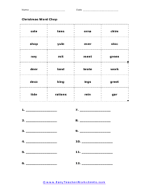 Word Chop Worksheet