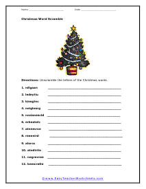 Word Scramble Worksheet