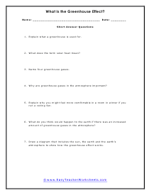 Greenhouse Effect Worksheets