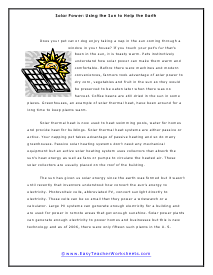 Solar Power Worksheets