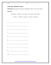 Alphabetic Order Worksheets