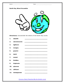 Word Scramble Worksheet