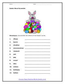 Word Scramble Worksheet