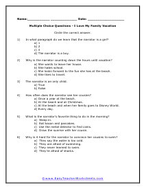 Multiple Choice Worksheet