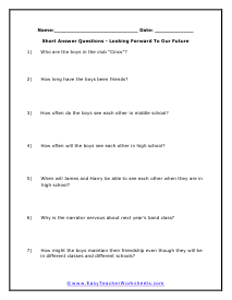 Short Answer Worksheet