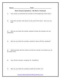 Short Answer Worksheet