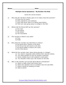 Slob Multiple Choice Worksheet