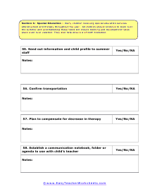 Special Education Worksheet