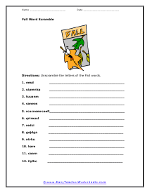 Word Scramble Worksheet