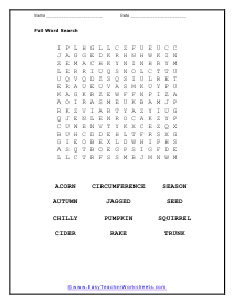 Word Search Worksheet