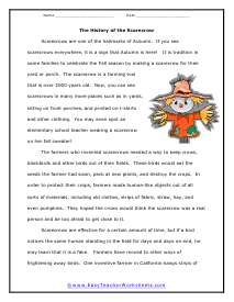 Scarecrow Reading Worksheet