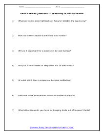 Scarecrow Short Answer Worksheet