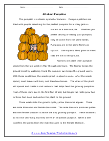 Pumpkins Reading Worksheet