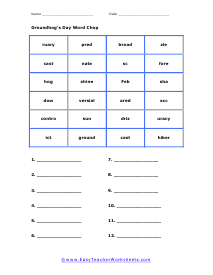 Word Chop Worksheet