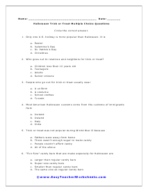 Multiple Choice Worksheet