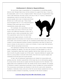 Superstitions Worksheet